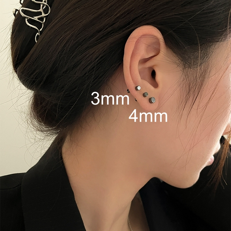 ต่างหูเงินแท้S925 รุ่น Strength ต่างหูดัมเบลล์ขอบเหลี่ยม แป้นหลังบอลขอบเหลี่ยม เบสิคมินิมอล เงินแท้ทั้งชิ้น