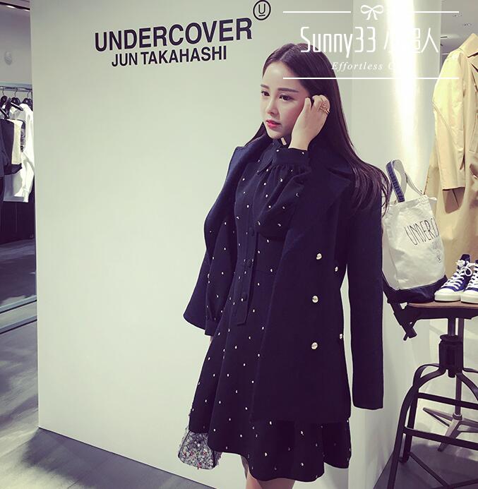 เสื้อโค้ทกันหนาว สีดำ ทรงพอดีตัว แบบนักเรียนเกาหลี ใครชอบแนวนี้พลาดไม่ได้ค่า เนื้อผ้าสำลี+สักกะหลาด บุซับในกันลม ผ้าไม่หนามาก ดำ