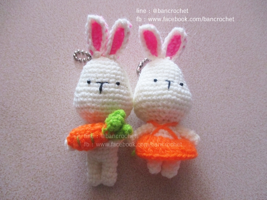พวงกุญแจกระต่ายคู่รัก สีส้ม