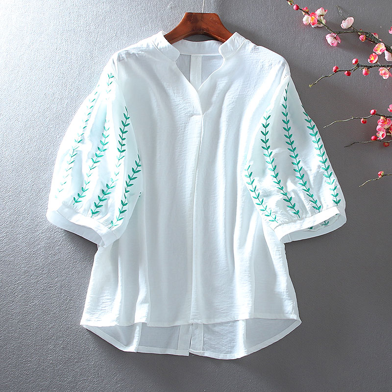เสื้อลินิน เสื้อผ้าฝ้ายลินิน เสื้อเชิ้ตผ้าลินิน ปักลายสวยๆด้วยด้าย สไตล์VINTAGE BY Dreamroom