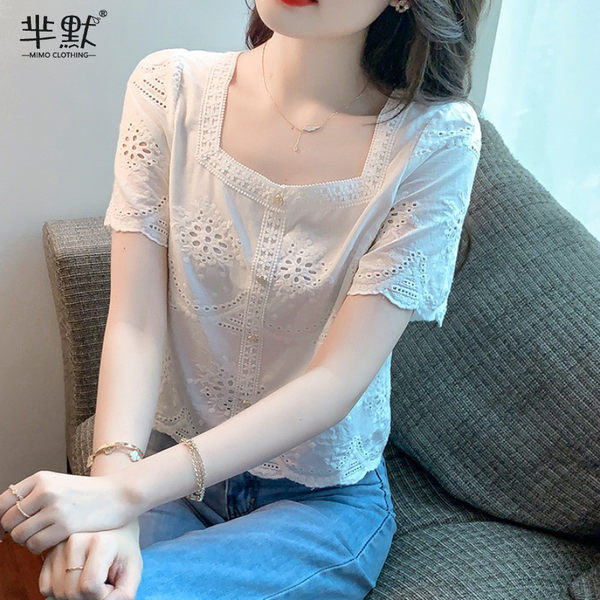 เสื้อลูกไม้ แขนสั้น
