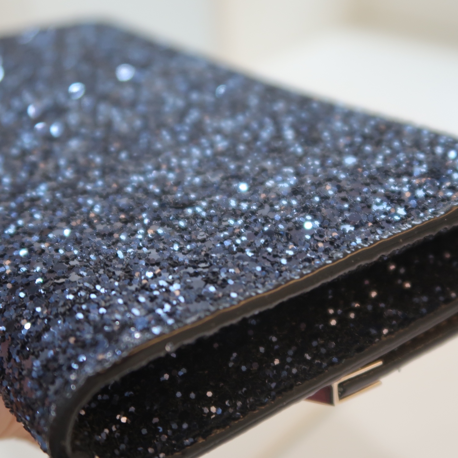 Jimmy Choo Blue Metallic Emmie Chain Wallet