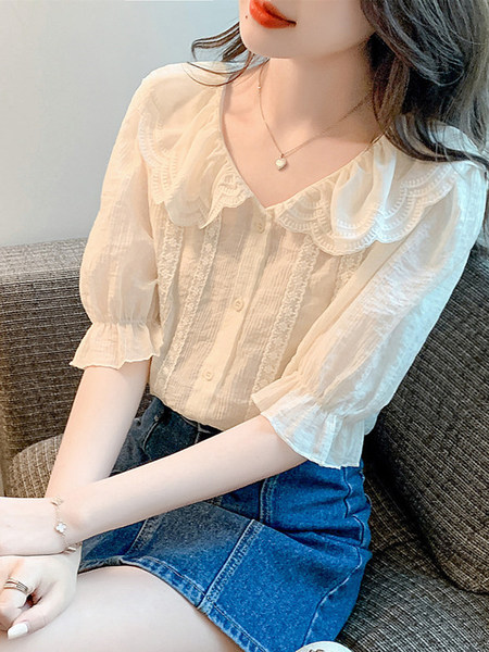เสื้อลูกไม้ แขนสั้น