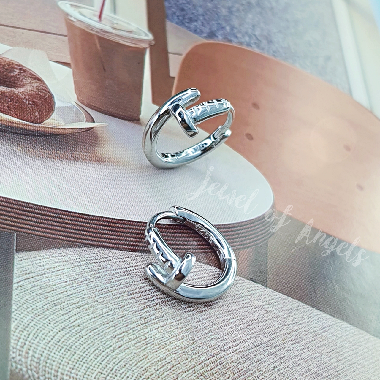 ต่างหูเงินแท้ S925 รุ่น Sincere ต่างหูห่วงตะปู สูง12mm เงินแท้ทั้งชิ้น Silver925 ต่างหูผู้ชายตุ้มหูเงินแฟชั่น