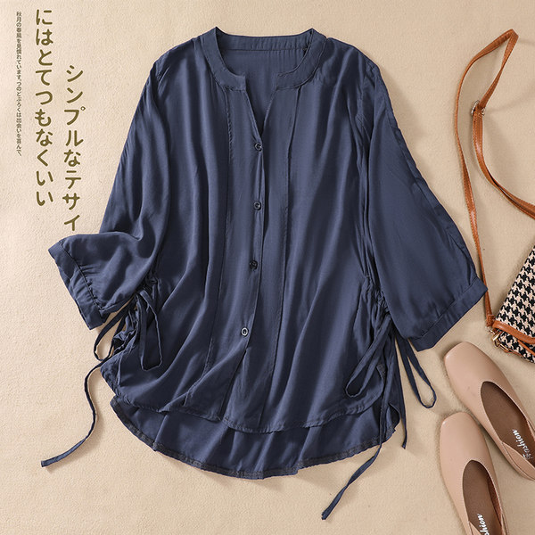 เสื้อลินินคนอ้วน เสื้อทีเชิ้ตคนอ้วนผู้หญิง เสื้อทีเชิ้ตตัวใหญ่ By Literary Plus size
