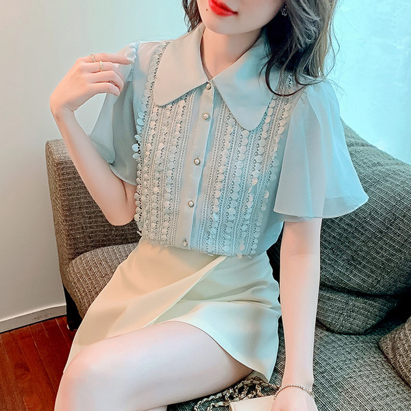 เสื้อลูกไม้ แขนสั้น