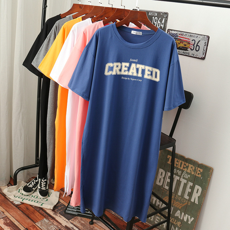 เดรสสไตล์เสื้อยืด S-3XL(อกเสื้อยืด 43- 51 นิ้ว)ใส่สบายๆอยู่บ้าน ใส่นอน