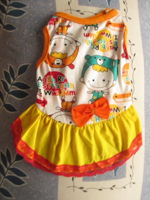 เสื้อน้องหมา-น้องแมวกระโปรงผ้ายืด คอ8" ยาว9.5" #444-014