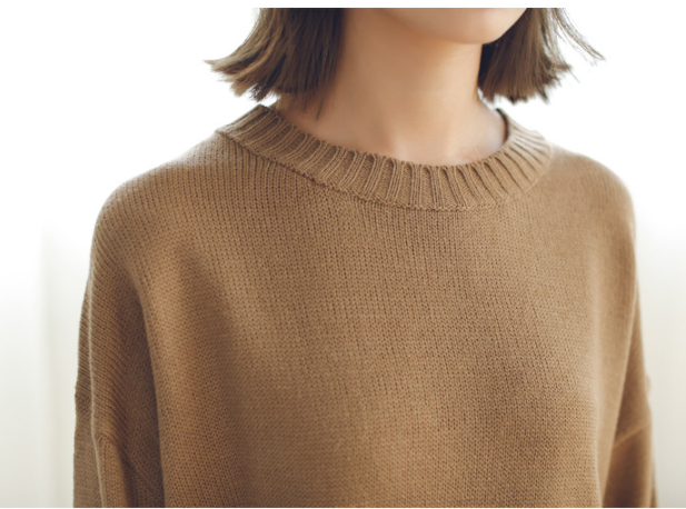 Sweater เสื้อสเวทเตอร์แขนยาว สีน้ำตาล ทรงสวย จะใส่เดี่ยวไหรือใส่โค้ทคลุมก็เริ่ด