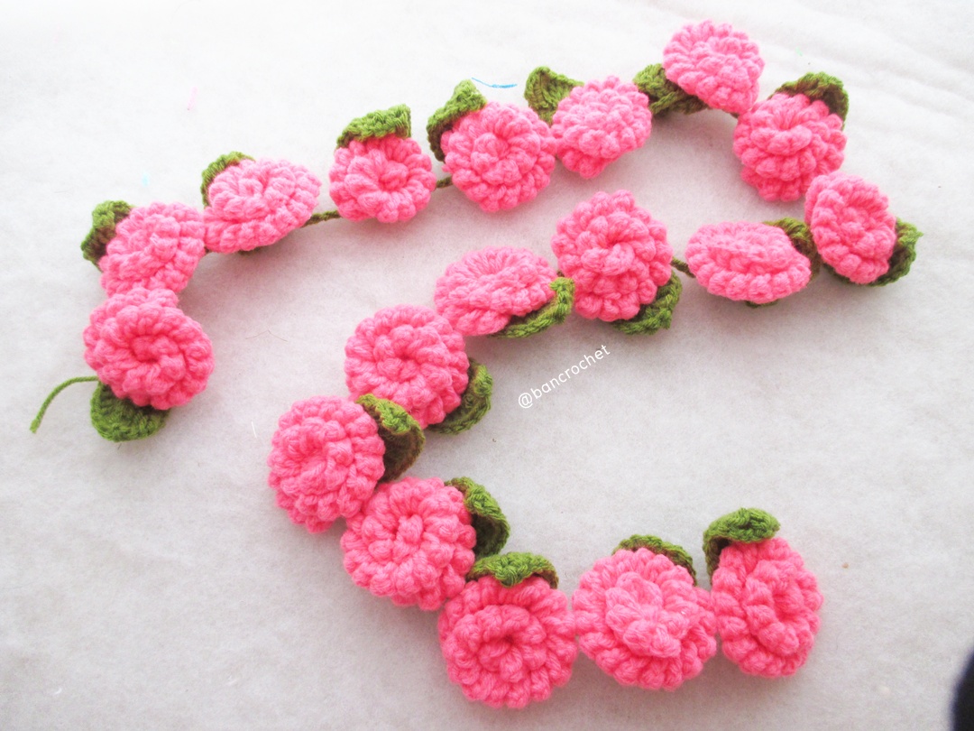 Bancrochet ดอกไม้ถัก สายประดับดอกไม้ ประดับ Crochet Flowers หลากสี 60 cm