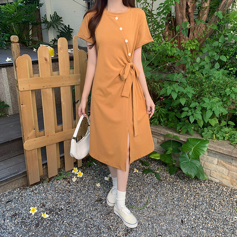 เดรสคนอ้วน เดรสสาวอวบ ชุดเดรสคนอ้วนวัยรุ่นแขนสั้น BY PLUS SIZE Girl
