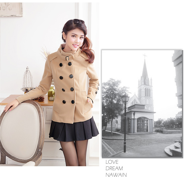 เสื้อโค้ท ตัวสั้นเข้ารูปทรงสวย กระดุม 2 แถว สไตล์เกาหลี ผ้านิ่มมาก พร้อมส่ง CAMEL