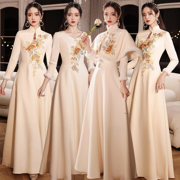 ชุดเพื่อนเจ้าสาวสีครีม ชุดเพื่อนเจ้าสาว ชุดไปงานแต่งงาน