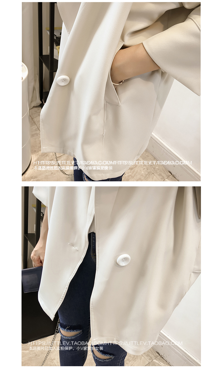 Blouse3810 เสื้อสูทคลุมตัวยาวสีพื้น แขนยาวสี่ส่วน มีกระเป๋าข้าง ผ้าสูทเนื้อดีมีน้ำหนักทิ้งตัว ใส่คลุมกันหนาว/กันแดด งานดีเหมือนราคาหลักพัน งานสวยแมทช์ง่าย ทรงนี้ใส่ได้เรื่อยๆ แมทช์กับอะไรก็เข้า มี 2 สี ดำ, ครีม