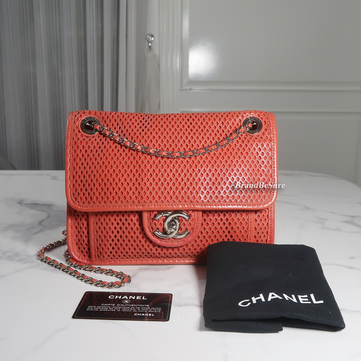 Chanel Red Perforated Calfskin Small Up In The Air Flap