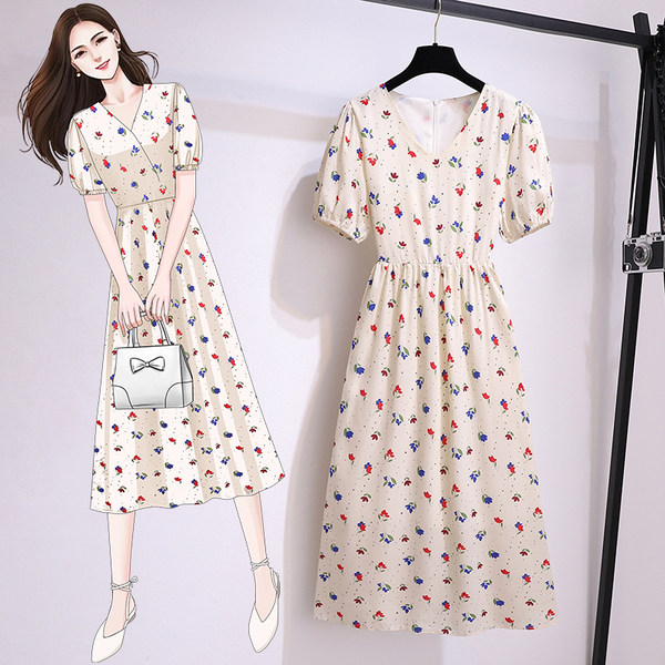 เดรสคนอ้วน เดรสสาวอวบ ชุดเดรสคนอ้วนวัยรุ่นแขนสั้น BY PLUS SIZE Girl
