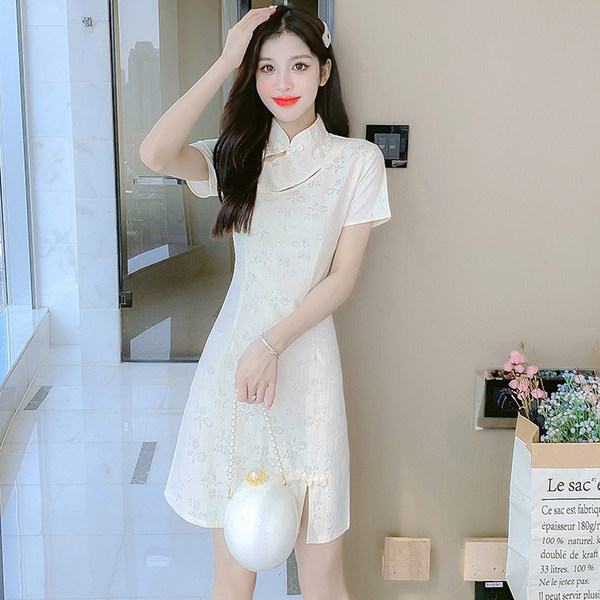 เดรสลูกไม้ เดรสชีฟองสวยๆ แขนสั้น By Meiyi women's clothing
