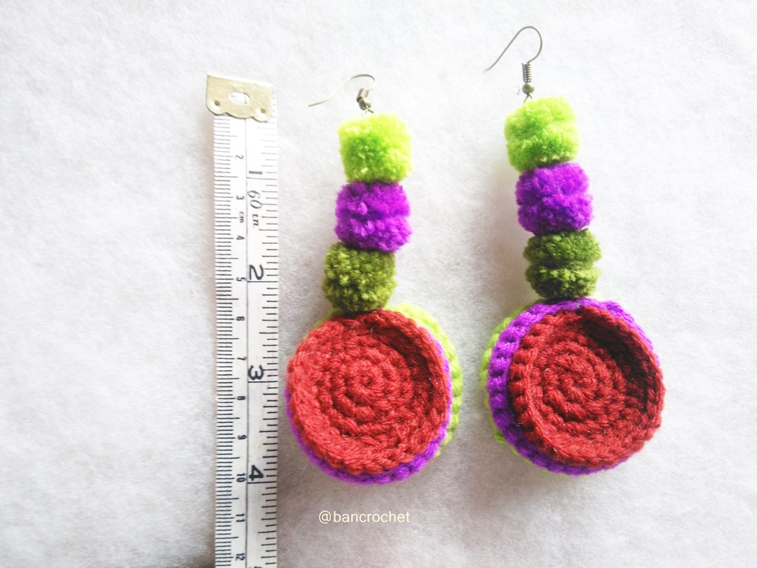 Bancrochet ต่างหูถักโครเชต์ crochet earring หลากสี 4-6 นิ้ว