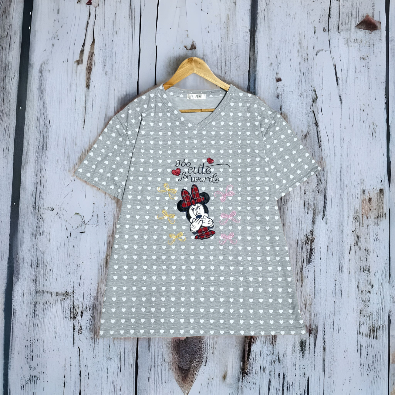 Blouse4045 เสื้อแฟชั่นไซส์ใหญ่พิมพ์ลายหัวใจ อกปักลายน่ารักมิกกี้เม้าส์ ผ้าคอตตอนโพลีเนื้อดีนุ่มใส่สบาย มี 3 สี ส้ม, เทา, ดำ