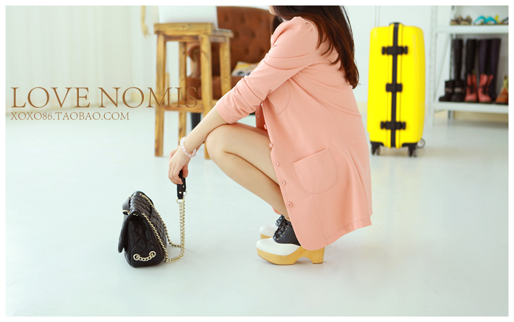 พร้อมส่ง - เสื้อคลุมตัวยาว สีชมพูอ่อน สไตล์เกาหลี เก๋ๆ ชมพูอ่อน