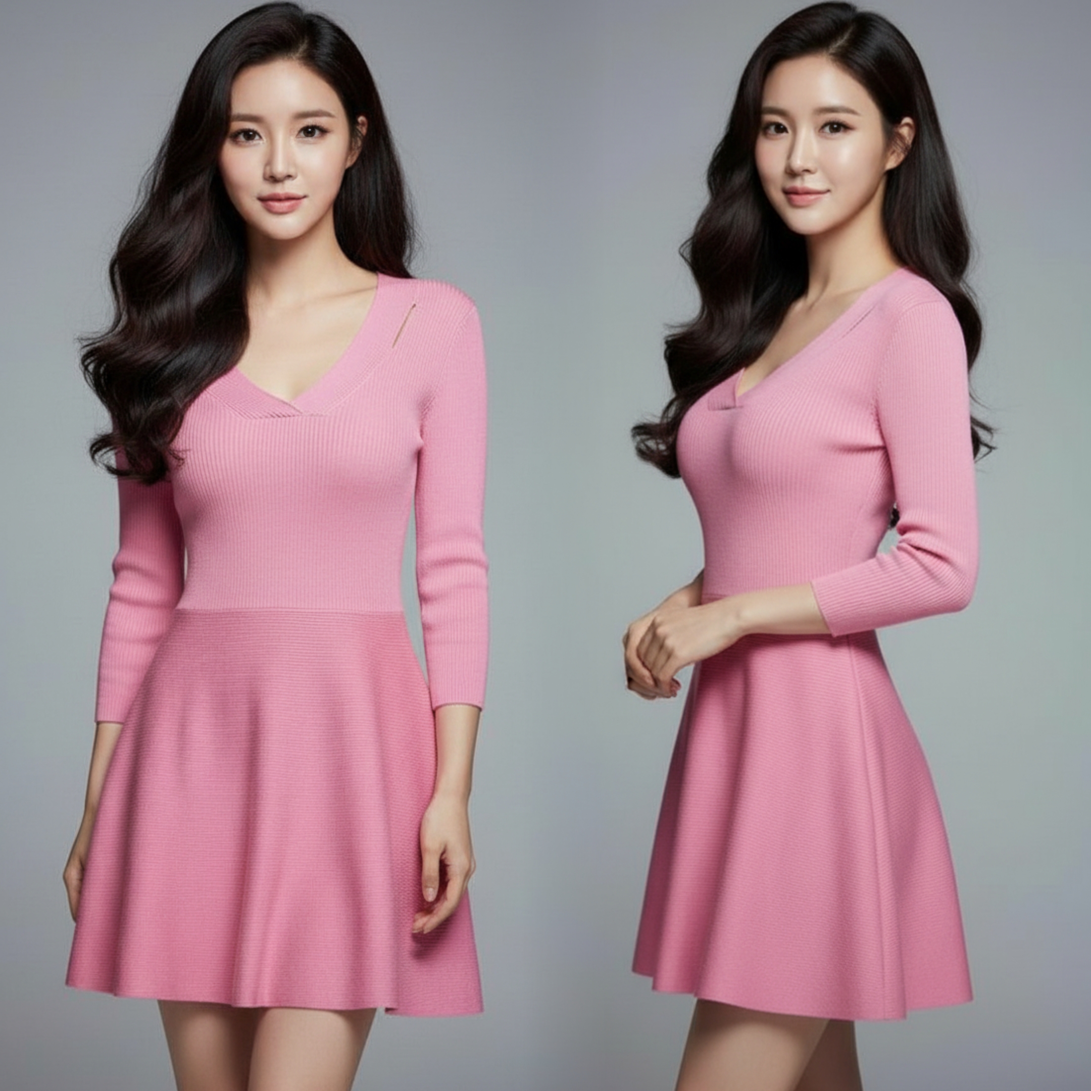 💖 Dress4300 เดรสไหมพรมพรีเมียม สีชมพูพาสเทลสุดหวาน ละมุนตั้งแต่แรกเห็น