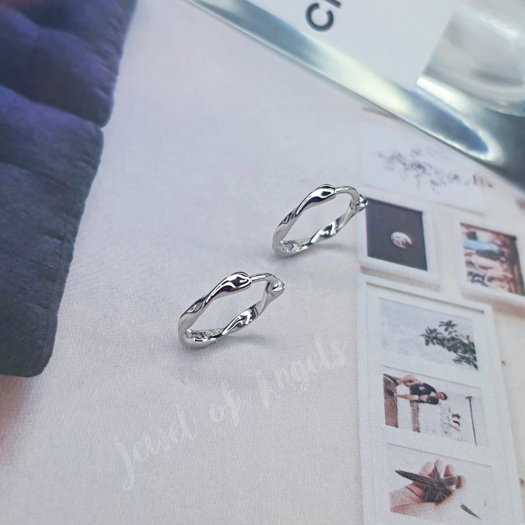 ต่างหูเงินแท้ S925 รุ่น Spin ต่างหูห่วงเล็กเกลียวบิด มินิมอล สูง11.6mm เงินแท้ทั้งชิ้น Silver925