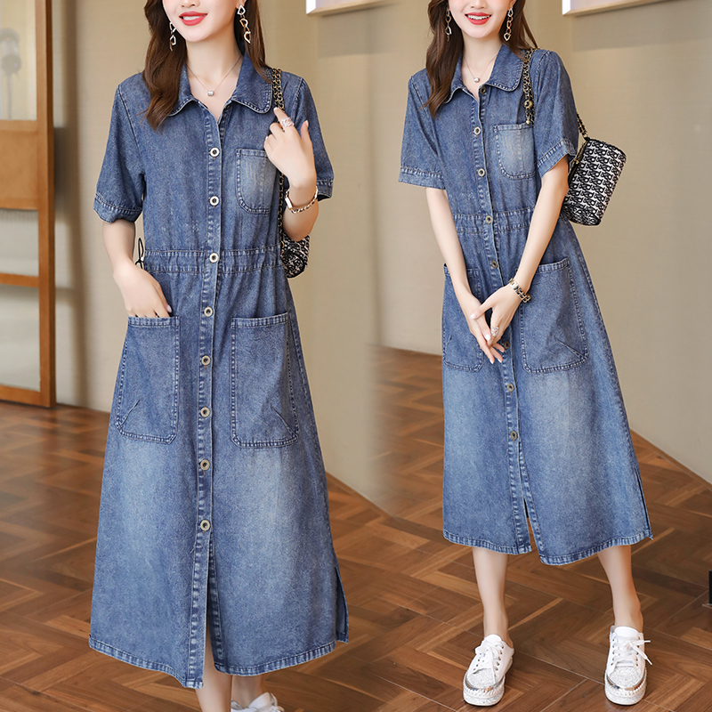 เดรสแขนสั้น มีไซส์ L-5XLอก 38-48 นิ้ว ใส่ได้ทั้งสาวหุ่นดีน่ารักจนถึงสาวอวบพลัสไซส์