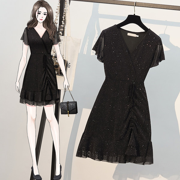 เดรสคนอ้วน เดรสสาวอวบ ชุดเดรสคนอ้วนวัยรุ่นแขนสั้น BY PLUS SIZE Girl