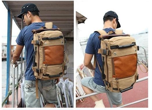 กระเป๋าเป้ Backpack กระเป๋าเดินทางแบบ สะพายหลัง หรือ สะพายข้าง ได้ทั้ง 2 แบบ วัสดุอย่างดี ผ้า canvas อย่างหนา no 616931