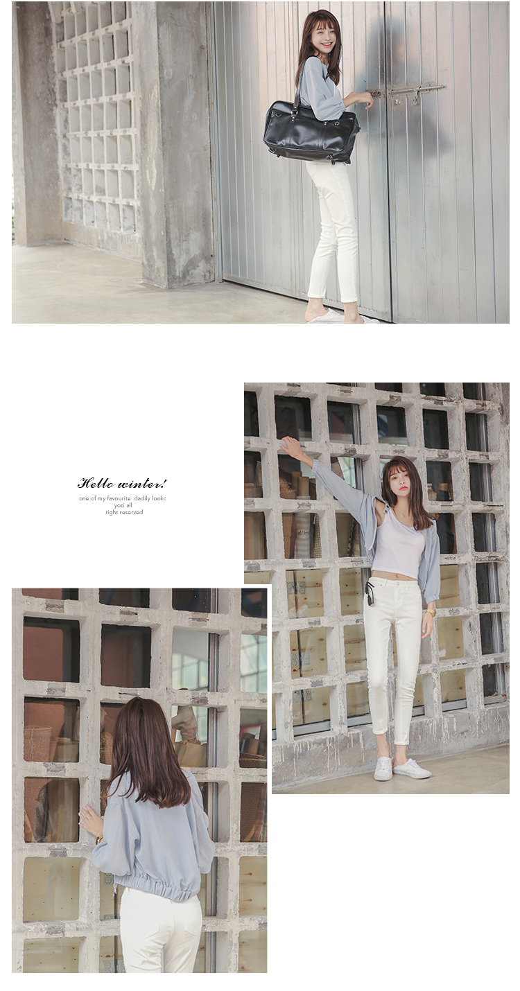 เสื้อคลุมทรงเก๋ๆ สีฟ้า จั๊มเอวและจั๊มแขน พร้อมส่ง same pic