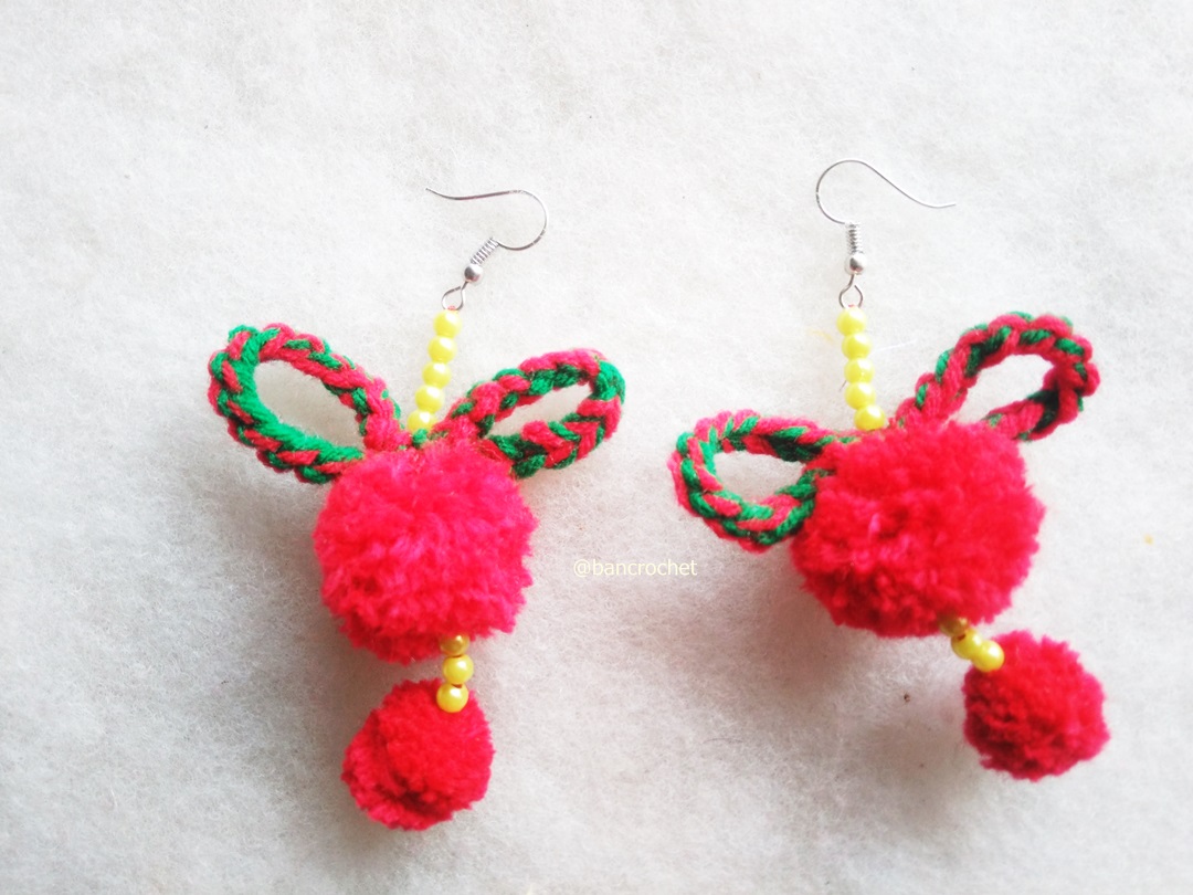 ต่างหูถักโครเชต์คริสมาส crochet christmas earrings หลากสี 4-6 นิ้ว