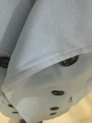 OverCoat เสื้อโค้ทกันหนาว สไตล์เกาหลี สีฟ้าอ่อน ตัวยาวแต่งกระดุมสองแถว บุซับในฟกันลม พร้อมส่ง สีฟ้าอ่อน L