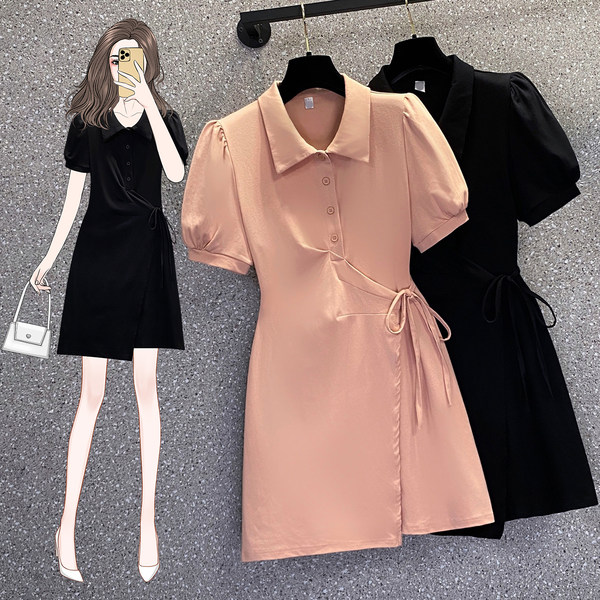 เดรสคนอ้วน เดรสสาวอวบ ชุดเดรสคนอ้วนวัยรุ่นแขนสั้น BY PLUS SIZE Girl