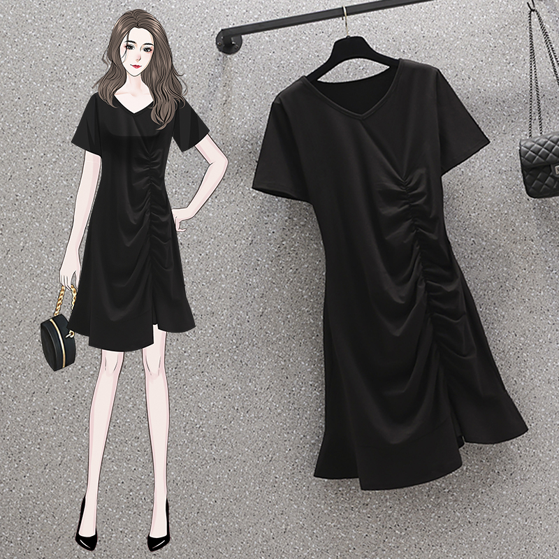 เดรสแขนสั้น มีไซส์ L-4XLอก 38-47 นิ้ว ใส่ได้ทั้งสาวหุ่นดีน่ารักจนถึงสาวอวบพลัสไซส์