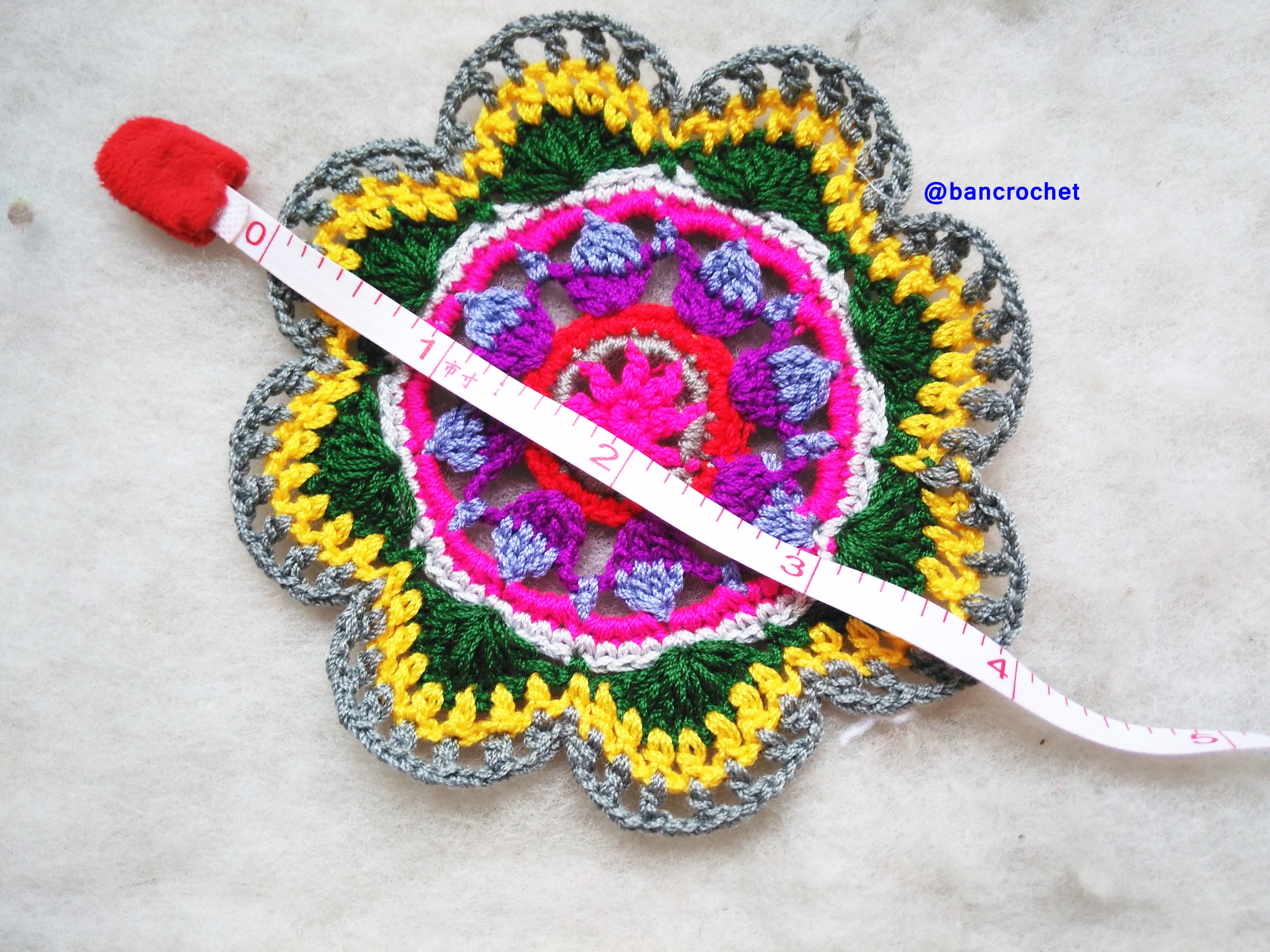 Bancrochet ที่รองแก้วถักโครเชต์ crochet coasters หลากสี 4 นิ้ว