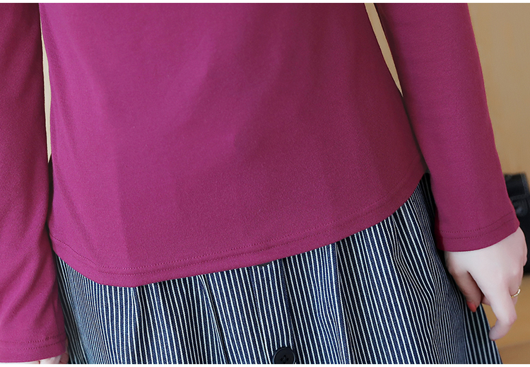 Set_bs1775 ชุดเซ็ท 2 ชิ้น(เสื้อ+กระโปรง) เสื้อแขนยาวคอปาดสีม่วงเปลือกมังคุด + กระโปรงยาวลายริ้วสีกรมแต่งกระดุมหน้าผ้าคอตตอนยีนส์เนื้อดี งานเซ็ทเข้าชุดสุดน่ารัก ดีเทลเก๋ๆ ดีงาม แมทช์ได้ลงตัวเข้ากันดูดีที่สุด
