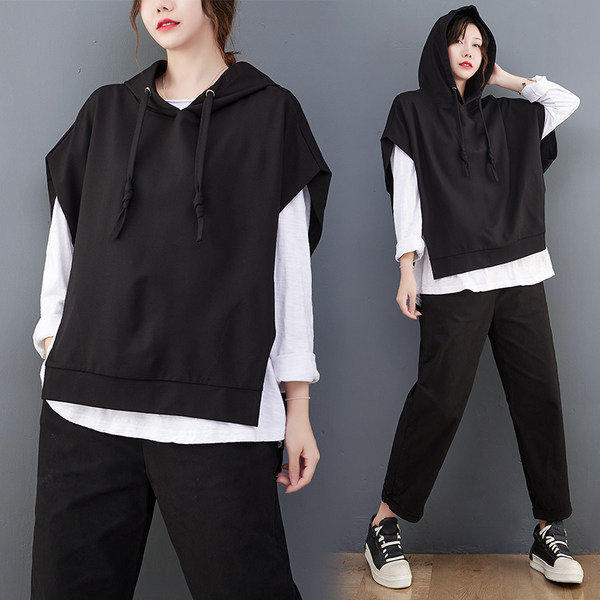 เสื้อทีเชิ้ตคนอ้วนผู้หญิงสไตล์คอตตอนลินินมีไซต์อก 47-48 นิ้ว