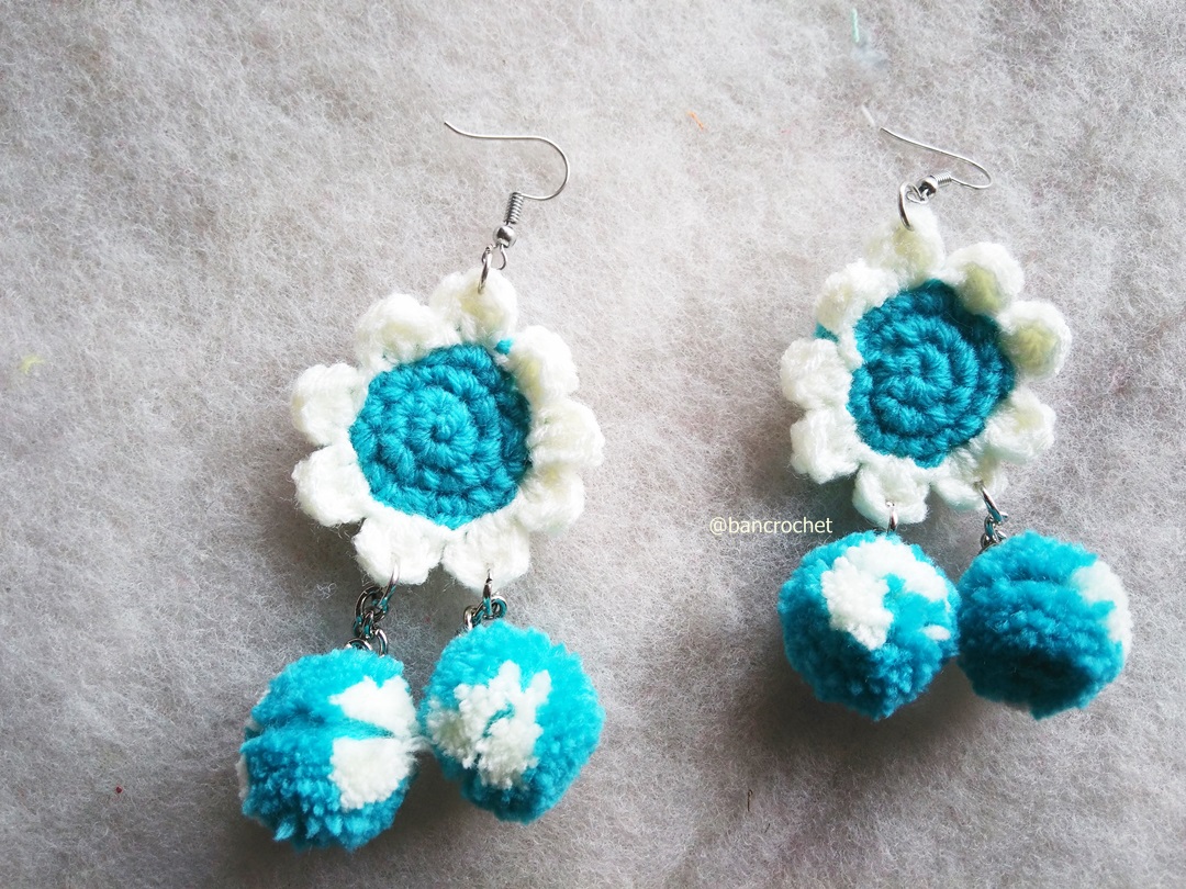 ต่างหูถักโครเชต์ crochet earrings หลากสี 4-6 นิ้ว