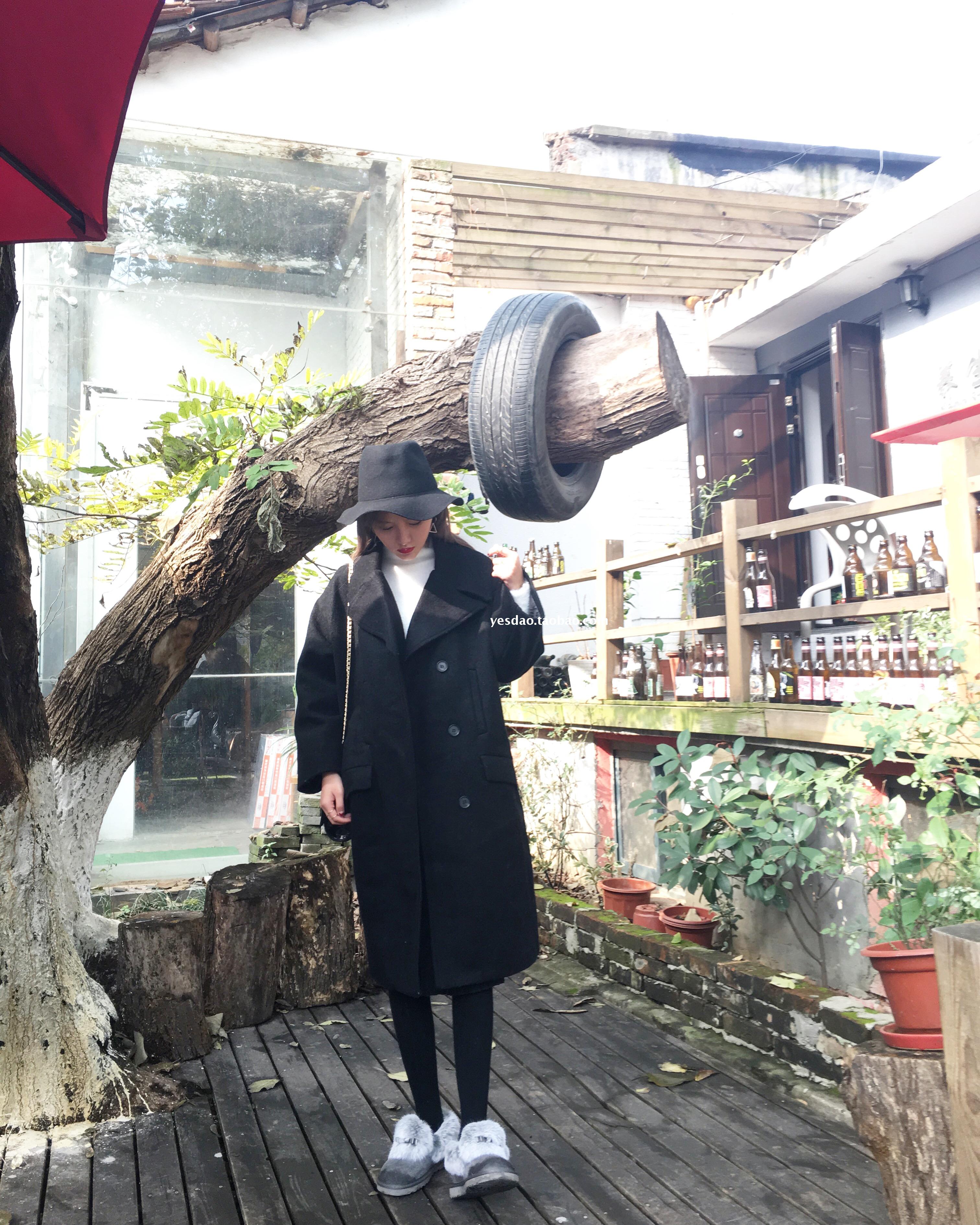 เสื้อโค้ทกันหนาว ทรงยาวโคล่ง แต่งกระเป๋า 4 จุด (กระเป๋าจริง) ผ้าวูลเนื้อละเอียด บุซับในกันลม งานดีค่าา พร้อมส่ง สีดำ