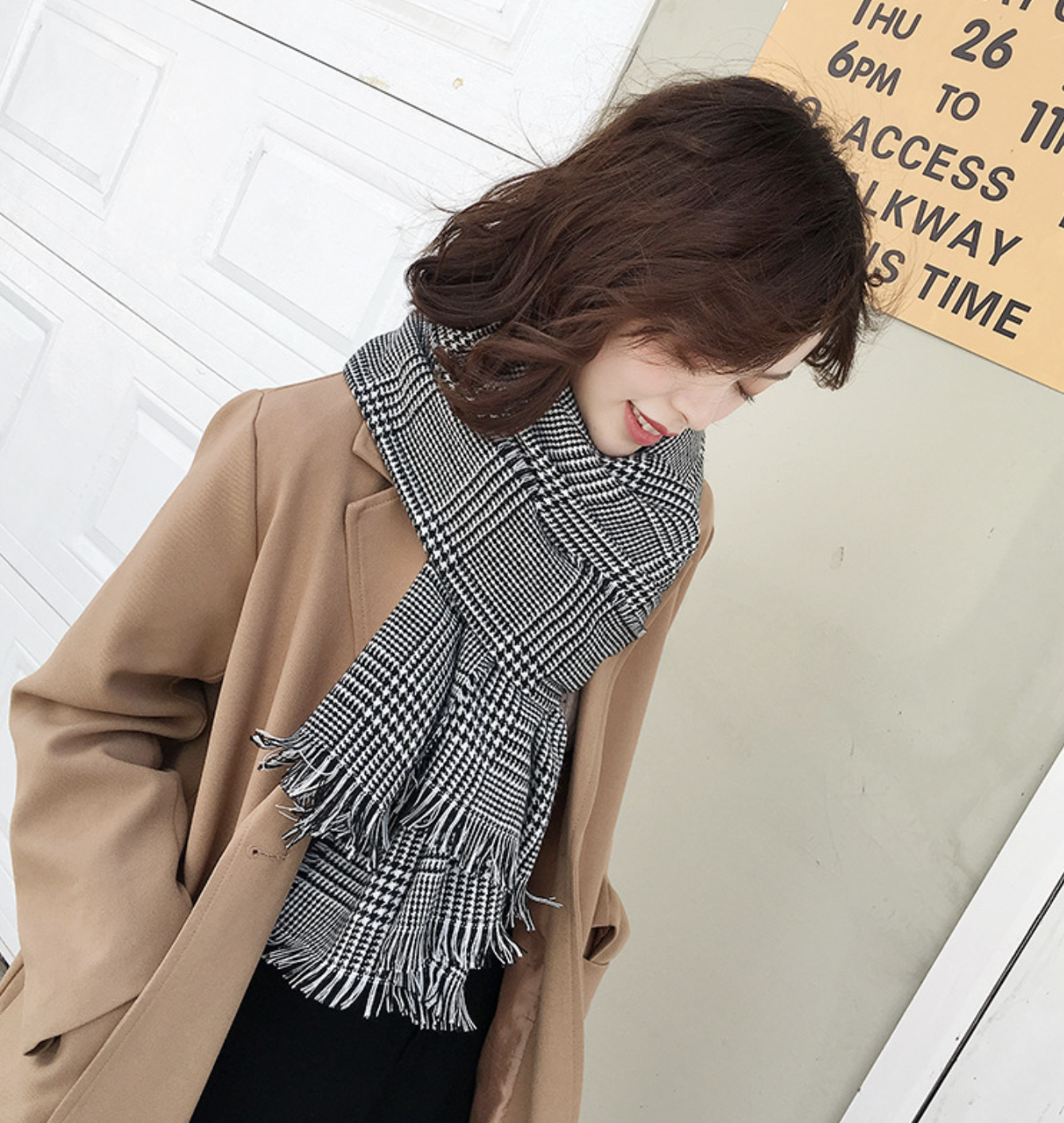 ผ้าพันคอกันหนาว ลายสก๊อต ผืนใหญ่ เนื้อนุ่ม สไตล์เกาหลี พร้อมส่ง same pic