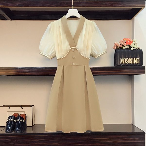เดรสคนอ้วน เดรสสาวอวบ ชุดเดรสคนอ้วนวัยรุ่นแขนสั้น BY PLUS SIZE Girl