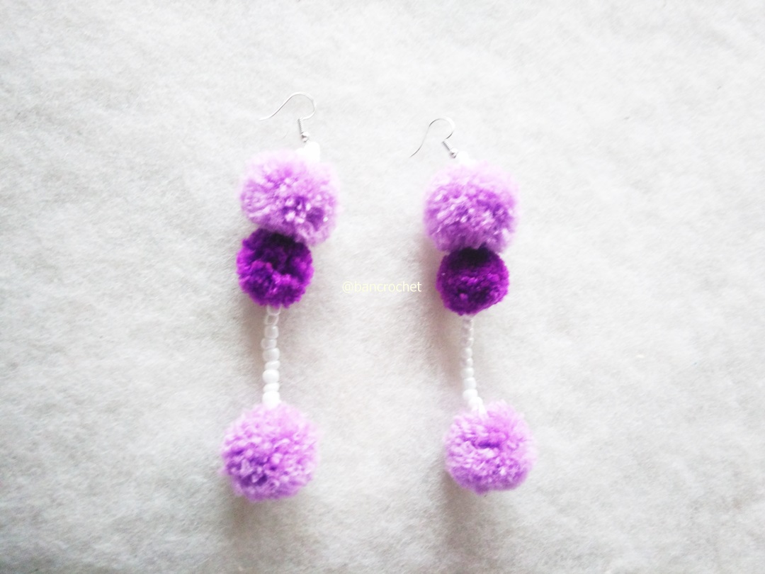 ต่างหูถักโครเชต์ crochet earrings หลากสี 5 นิ้ว