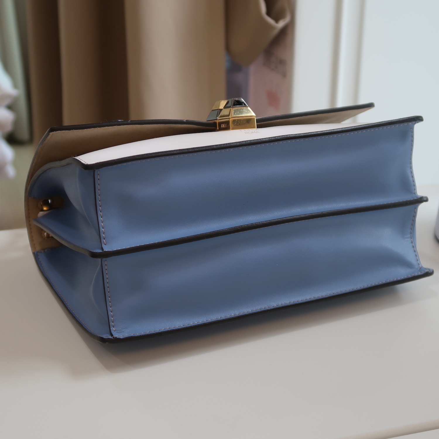 Fendi White Multicolor Calfskin Logo Mania Kan I Shoulder Bag