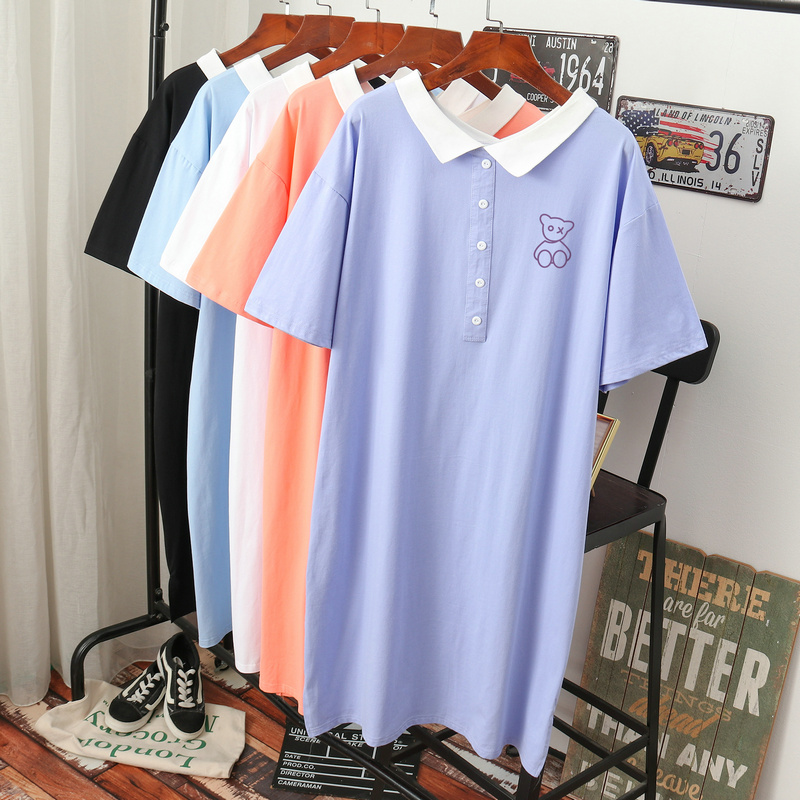 เดรสสไตล์เสื้อยืด S-3XL(อกเสื้อยืด 43- 51 นิ้ว)ใส่สบายๆอยู่บ้าน ใส่นอน