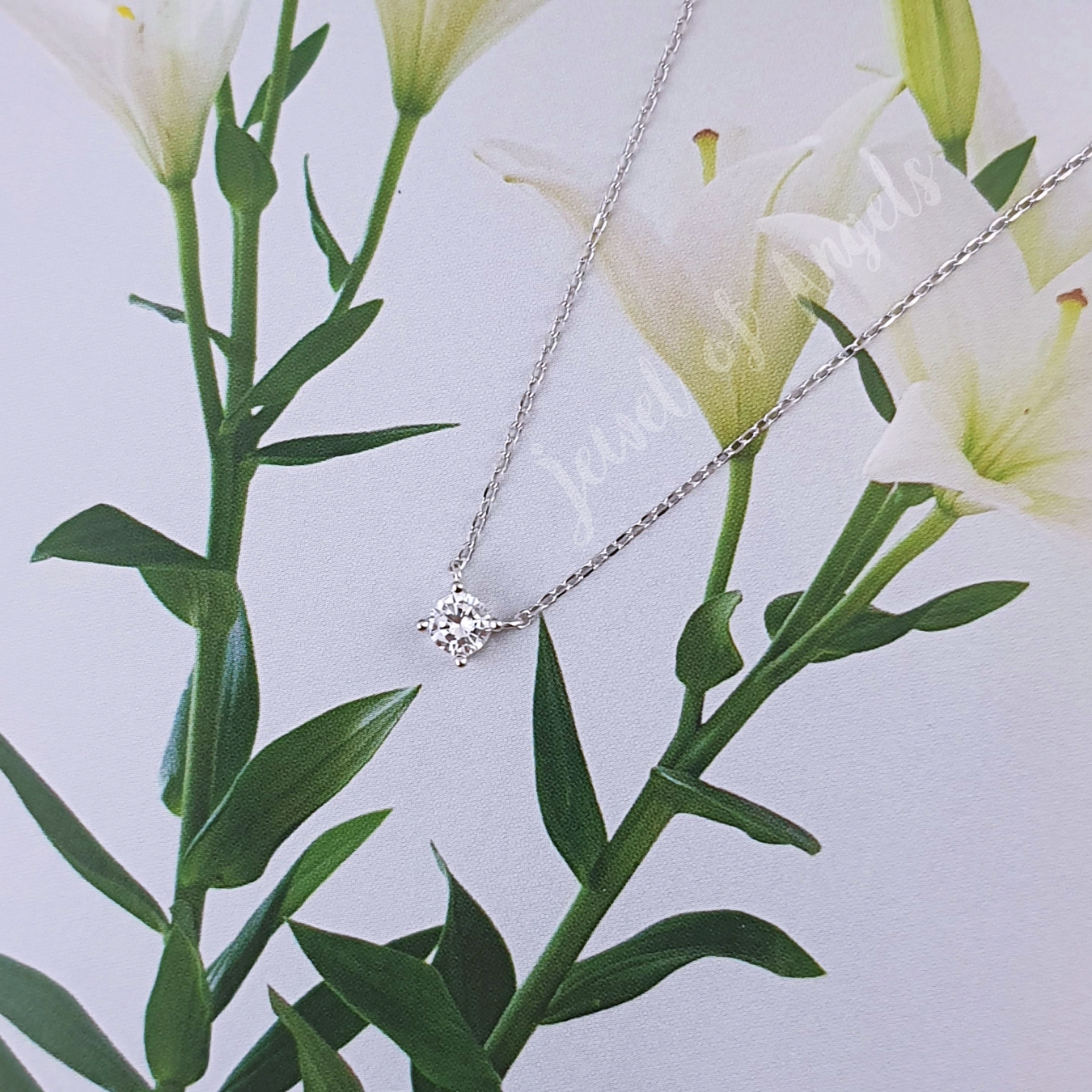 สร้อยคอสั้นเงินแท้ S925 รุ่น Naive สร้อยลายโซ่ จี้เพชรCZกลม 4mm สร้อยคอแฟชั่น Silver925