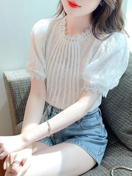 เสื้อลูกไม้ แขนสั้น
