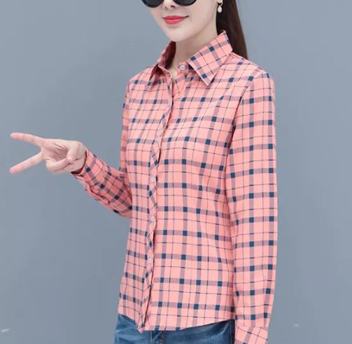 เสื้อเชิ้ตผู้หญิง เสื้อเชิ้ต แฟชั่น ลายสก็อต ใส่ทำงาน แบบสวย ดีไซน์เท่ เสื้อเชิ้ต แขนยาว แฟชั่นมาใหม่ 274583