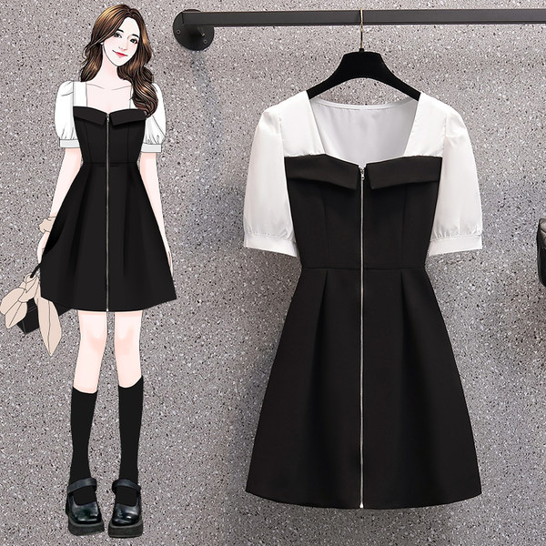 เดรสคนอ้วน เดรสสาวอวบ ชุดเดรสคนอ้วนวัยรุ่นแขนสั้น BY PLUS SIZE Girl