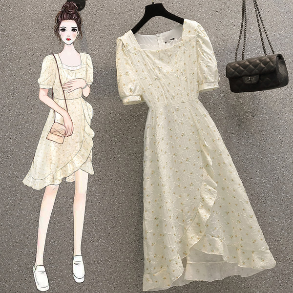 เดรสคนอ้วน เดรสสาวอวบ ชุดเดรสคนอ้วนวัยรุ่น เดรสชีฟอง BY PLUS SIZE Girl
