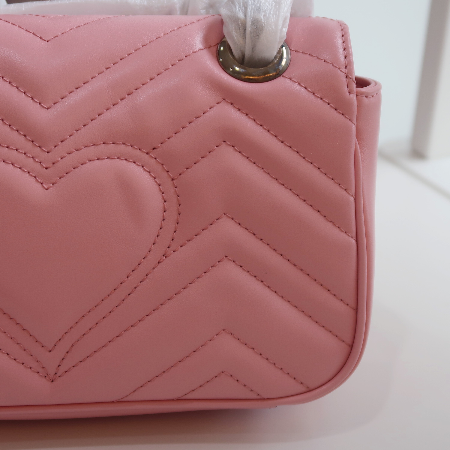 Gucci Pink Calfskin GG Marmont Mini Flap 22 SHW